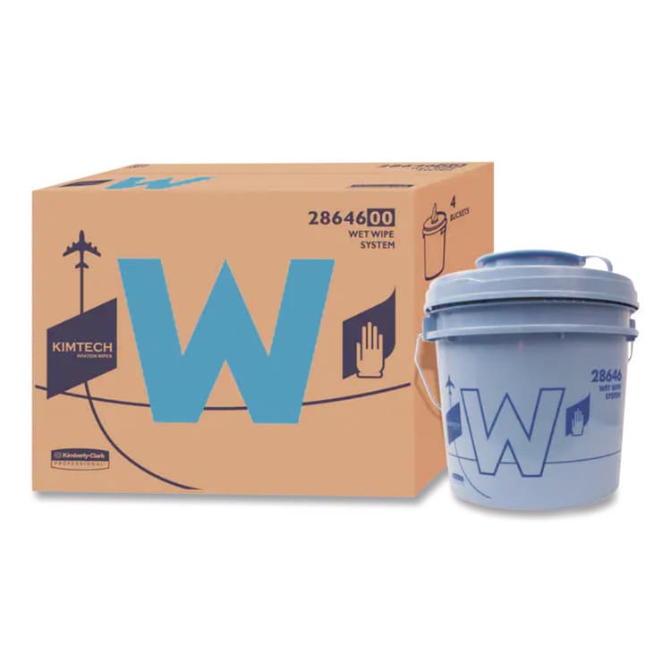 KIMBERLY-CLARK PROFESSIONAL W Aviation Wet Wipe System Bucket, 1 gal, Blue/Gray, 4/Carton (KCC28646)