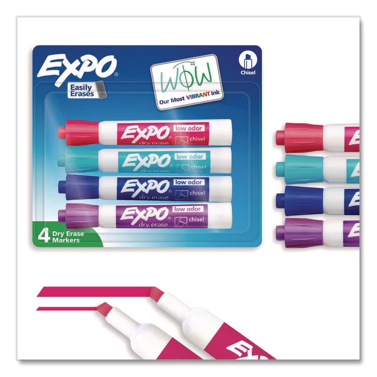 SANFORD Low-Odor Dry Erase Marker, Broad Chisel Tip, Assorted Colors, 4/Pack (SAN2211555)