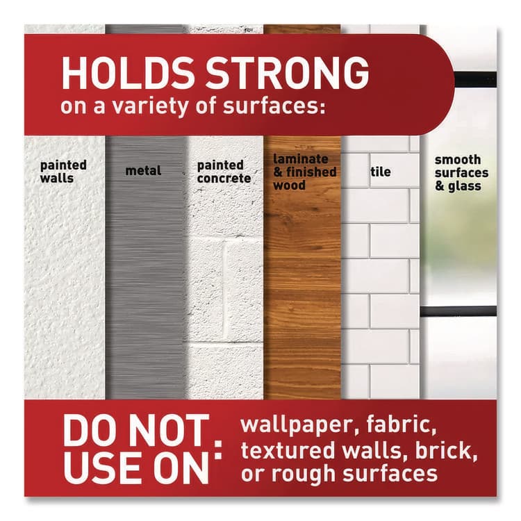 3M/COMMERCIAL TAPE DIV. Bath Picture Hanging Strip Pairs, Holds Up to 4 lb, Large: 0.75" x 3.65", White, 4/Pack (MMM17206BES) thumbnail 3