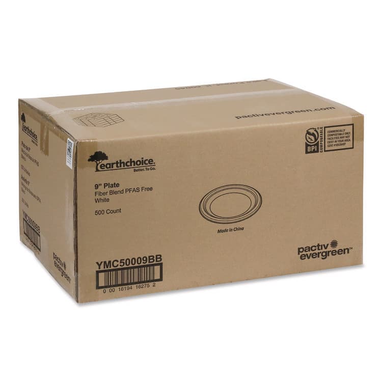 PACTIV EVERGREEN CORPORATION EarthChoice Fiber-Blend Bagasse Dinnerware, Plate, 9" dia, White, 500/Carton (PCTYMC50009BB) thumbnail 2