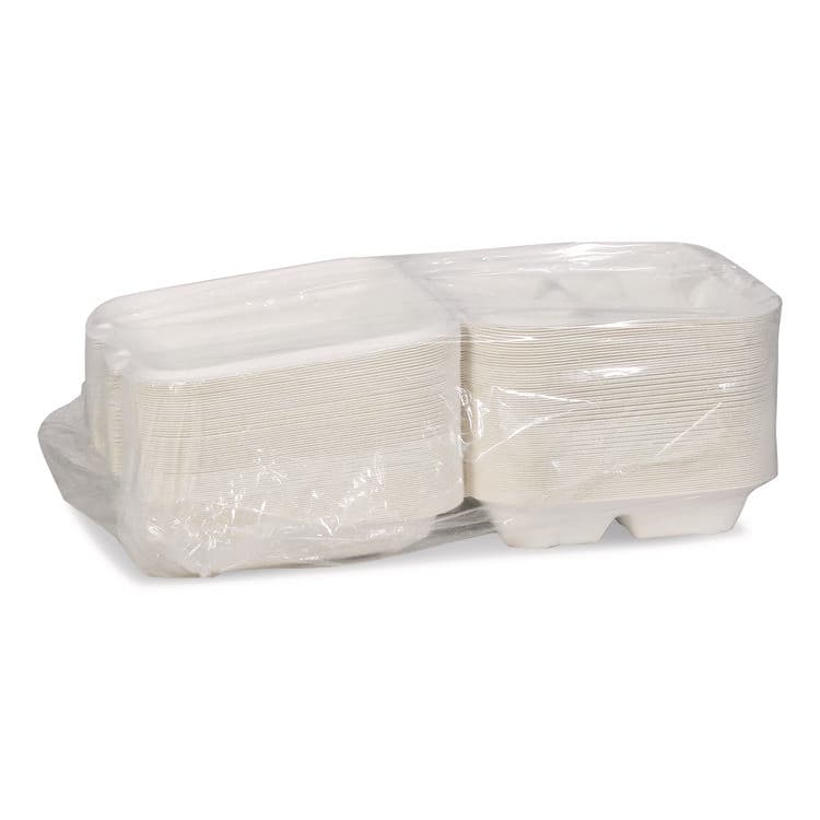 PACTIV EVERGREEN CORPORATION EarthChoice Bagasse Hinged Lid Container, 7.8 x 7.8 x 2.8, White, 150/Carton (PCTYMCH0803BB) thumbnail 3