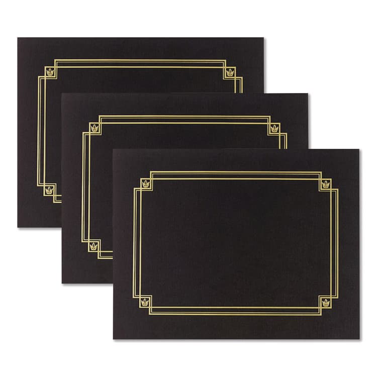 COSCO Premium Textured Certificate Holder, 12.65 x 9.75, Black, 3/Pack (GRP938603)