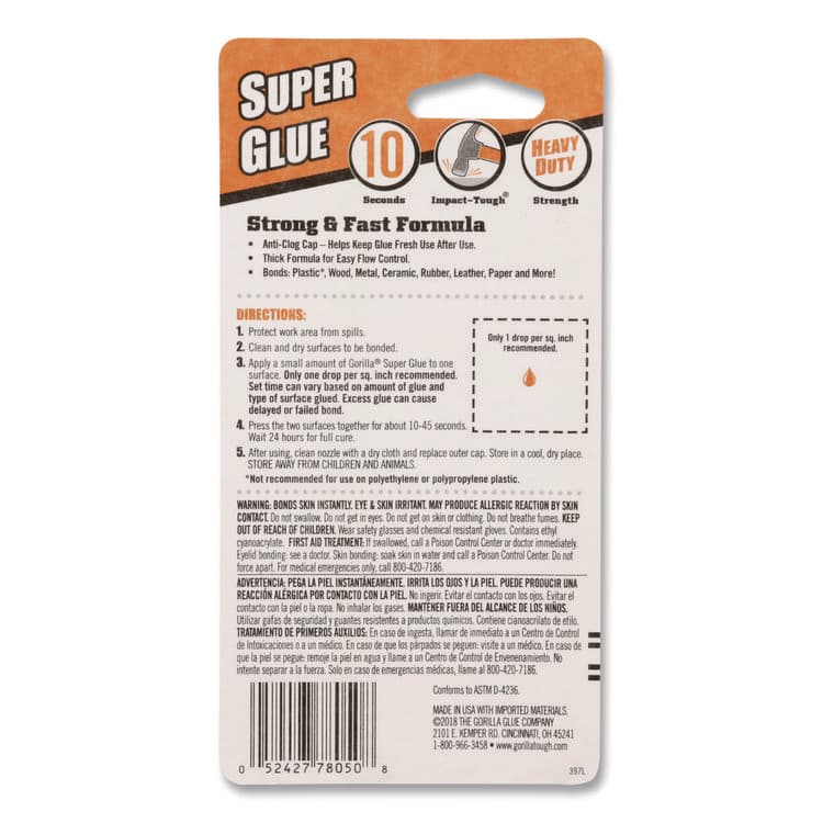 GORILLA GLUE COMPANY Super Glue, 0.53 oz Bottle, Dries Clear (GOR7805001) thumbnail 4