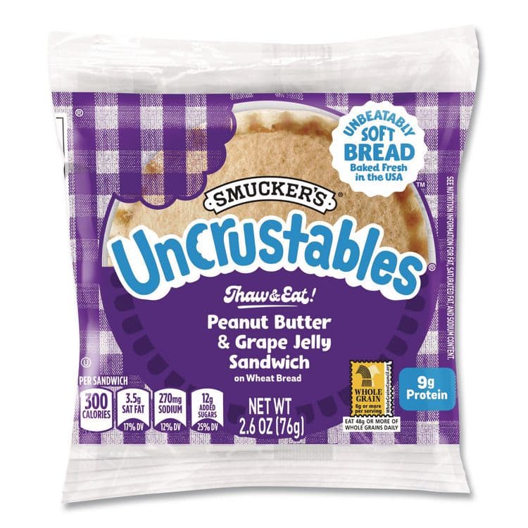 J.M. SMUCKER CO. UNCRUSTABLES Peanut Butter and Grape Jelly on Wheat Bread, 2.6 oz Bag, 48/Carton (GRR22002219) thumbnail 2