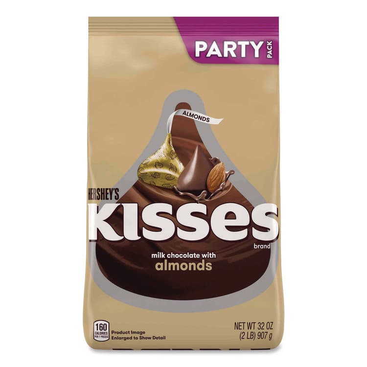 THE HERSHEY COMPANY KISSES Milk Chocolate with Almonds, Party Pack, 32 oz Bag (GRR24600418) thumbnail 2