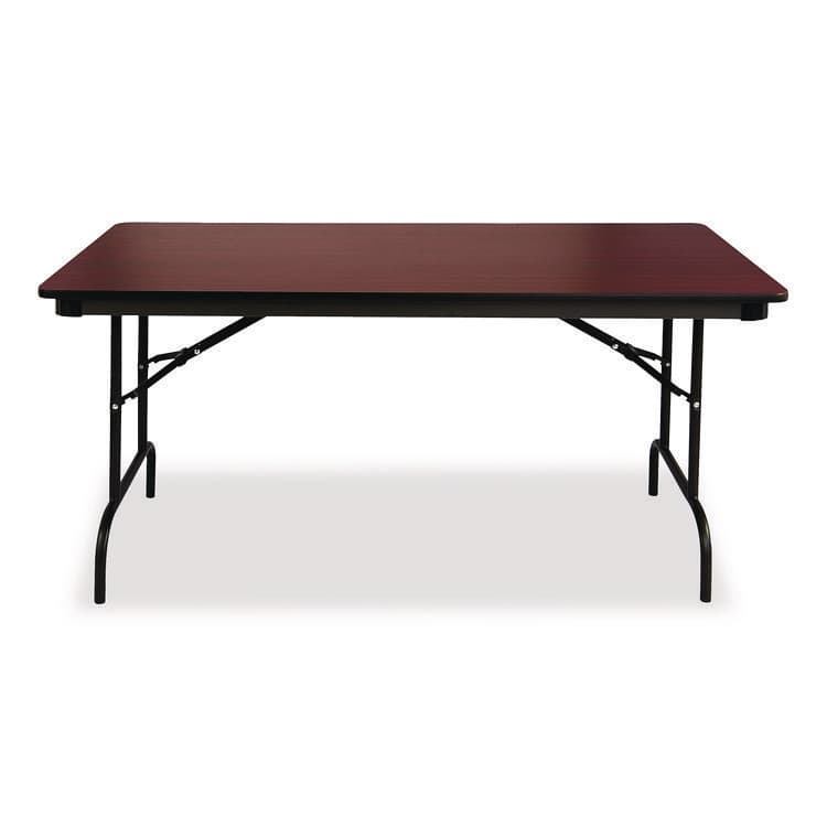 ICEBERG ENTERPRISES OfficeWorks Commercial Wood-Laminate Folding Table, Rectangular, 72" x 30" x 29", Mahogany (ICE55224) thumbnail 4