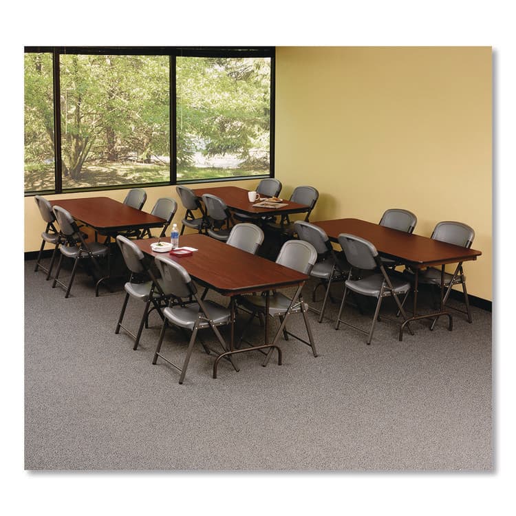 ICEBERG ENTERPRISES OfficeWorks Commercial Wood-Laminate Folding Table, Rectangular, 72" x 30" x 29", Mahogany (ICE55224) thumbnail 3