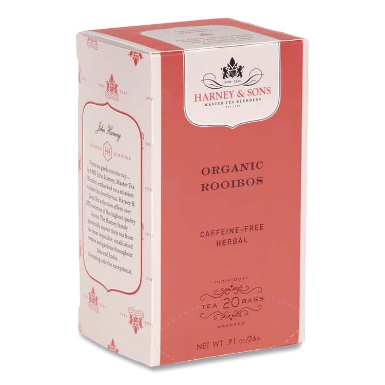 HARNEY & SONS FINE TEAS Premium Tea, Organic Rooibos Herbal Tea, Individually Wrapped Tea Bags, 20/Box (HEYHSF30081)