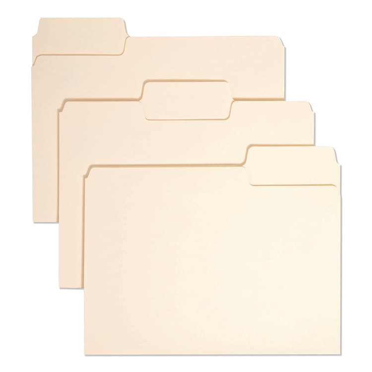 SMEAD MANUFACTURING CO. SuperTab Top Tab File Folders, 1/3-Cut Tabs: Assorted, Letter Size, 0.75" Expansion, 11-pt Manila, 100/Box (SMD10301)
