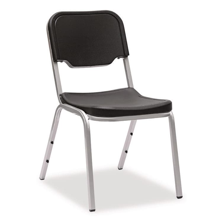 ICEBERG ENTERPRISES Rough n Ready Stack Chair, Supports Up to 500 lb, 17.5" Seat Height, Black Seat, Black Back, Silver Base, 4/Carton (ICE64111) thumbnail 4
