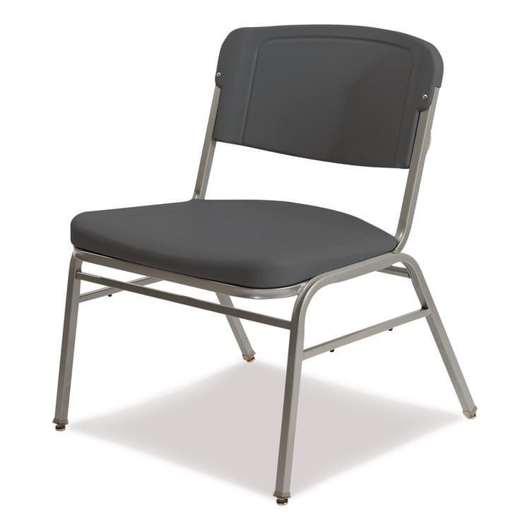 ICEBERG ENTERPRISES Rough n Ready Wide-Format Big and Tall Stack Chair, Supports 500 lb, 18.5" Seat Height, Charcoal Seat/Back, Silver Base, 4/CT (ICE64127) thumbnail 2