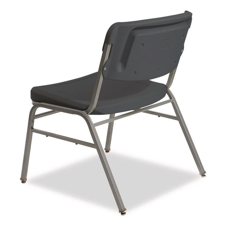 ICEBERG ENTERPRISES Rough n Ready Wide-Format Big and Tall Stack Chair, Supports 500 lb, 18.5" Seat Height, Charcoal Seat/Back, Silver Base, 4/CT (ICE64127) thumbnail 4