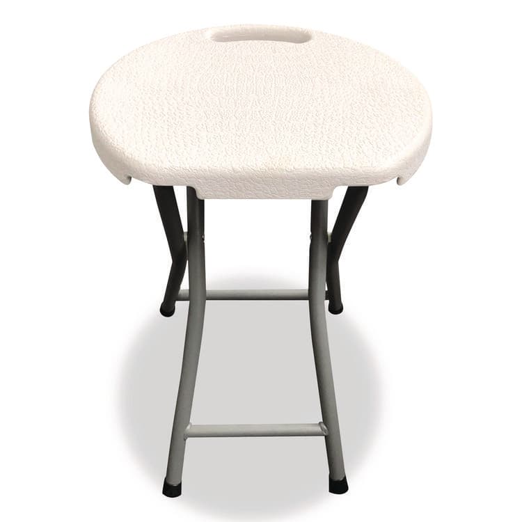 ICEBERG ENTERPRISES Rough n Ready Folding Stool, Backless, Supports Up to 300 lb, 18" Seat Height, White Seat, Charcoal Base, 4/Carton (ICE64563) thumbnail 3