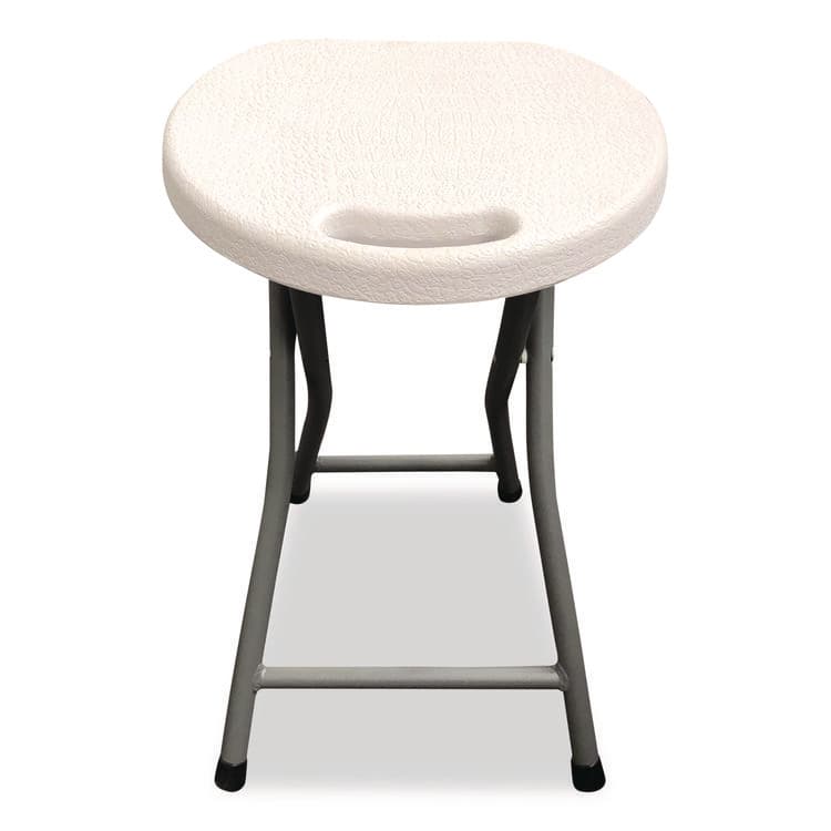ICEBERG ENTERPRISES Rough n Ready Folding Stool, Backless, Supports Up to 300 lb, 18" Seat Height, White Seat, Charcoal Base, 4/Carton (ICE64563) thumbnail 4