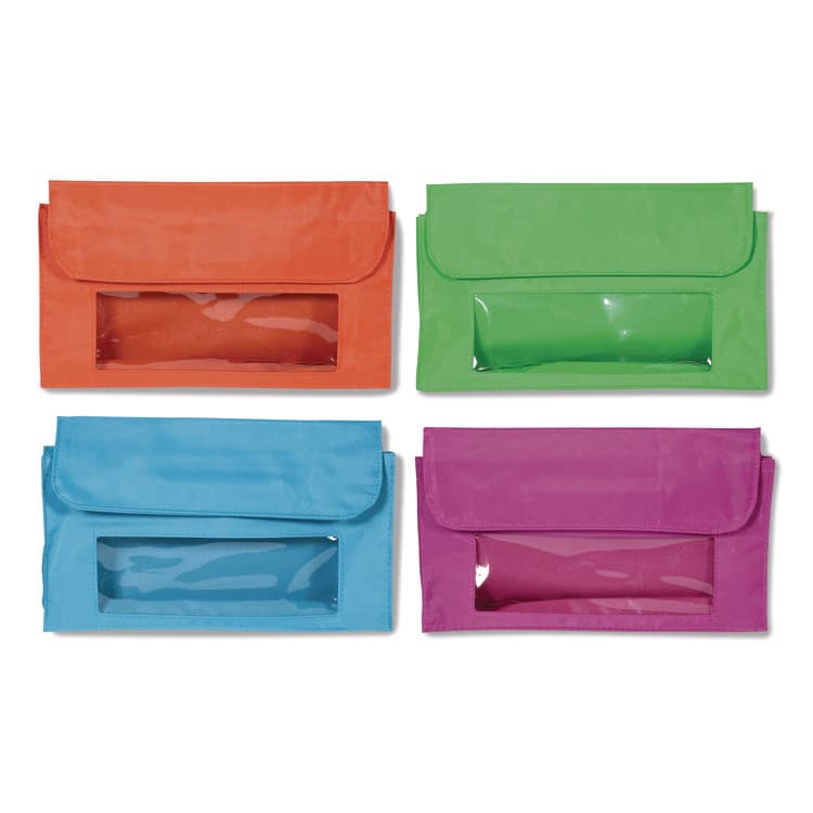 LEARNING RESOURCES Magnetic Storage Pockets, 9.5" x 1" x 5.5", Assorted Colors, 4 Pockets (LRNLER6447)