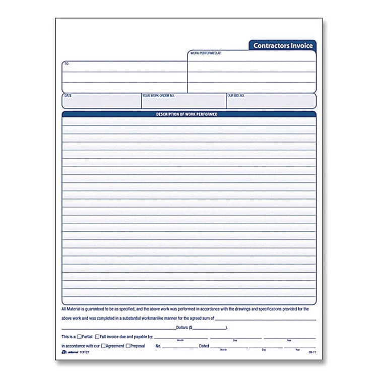 CARDINAL BRANDS . Multipart Contractors Invoice Pad, Three-Part Carbonless, 8.34 x 10.84, 50 Forms Total (ABFTC8122) thumbnail 4