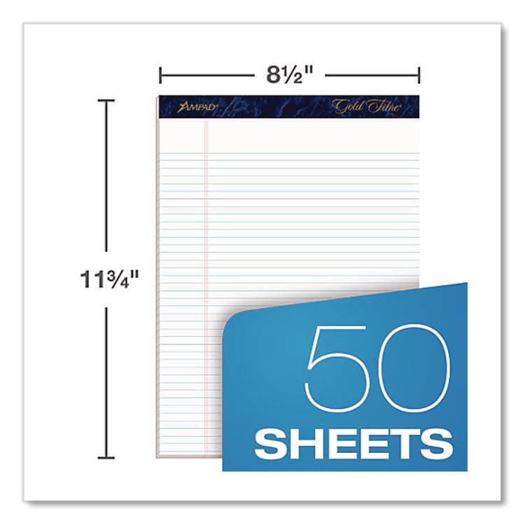 AMPAD/DIV. OF AMERCN PD&PPR Gold Fibre Writing Pads, Narrow Rule, (50) White 8.5 x 11 Sheets, Dozen (AMP20072R) thumbnail 3