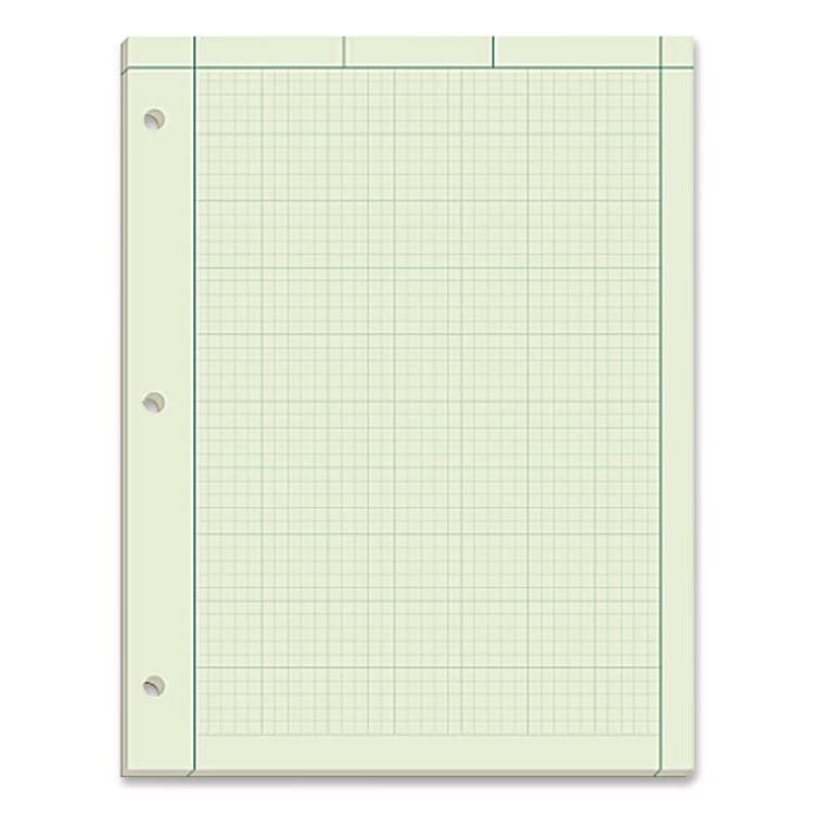 AMPAD/DIV. OF AMERCN PD&PPR Evidence Engineer's Computation Pad, Quadrille Rule (5 sq/in, 1 sq/in), (100) Green-Tint 8.5 x 11 Sheets (AMP22142) thumbnail 2