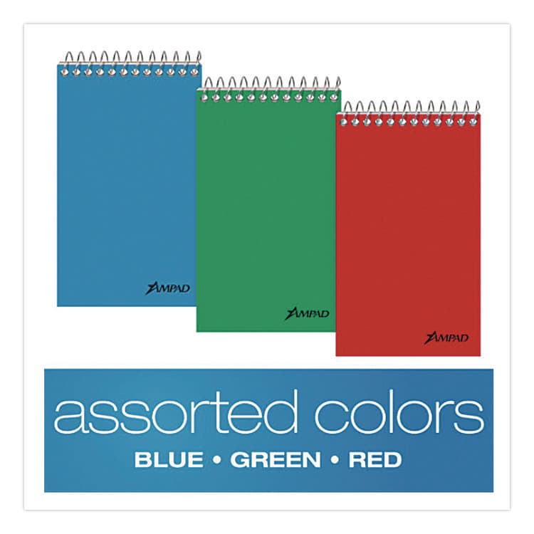 AMPAD/DIV. OF AMERCN PD&PPR Memo Pads, Assorted Cover Colors, Narrow Rule, (60) White 3 x 5 Sheets, Dozen (AMP25087) thumbnail 4