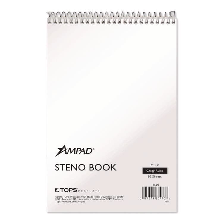 AMPAD/DIV. OF AMERCN PD&PPR Steno Pads, White Cover, Gregg Rule, (60) Green-Tint 6 x 9 Sheets (AMP25470) thumbnail 2