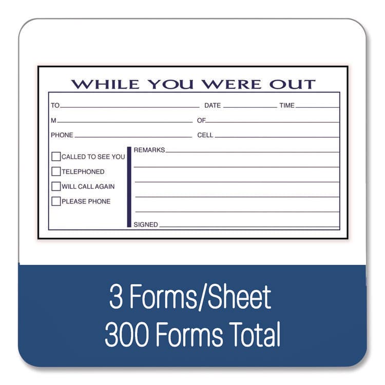 CARDINAL BRANDS . While You Were Out Messages Book, Two-Part Carbonless, 5 x 2.83, 3 Forms/Sheet, 300 Forms Total (ABFSC8603D) thumbnail 4