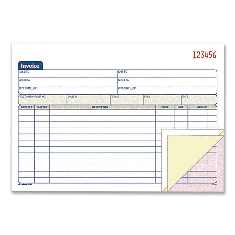 CARDINAL BRANDS . Multipart General-Purpose Invoice Pad, Three-Part Carbonless, 7.94 x 5.56, 50 Forms Total (ABFTC5840) thumbnail 4