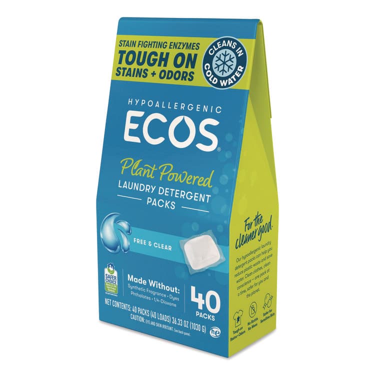 EARTH FRIENDLY PRODUCTS Laundry Detergent Packs, Free and Clear, 40/Pack (EOP963706EA) thumbnail 3