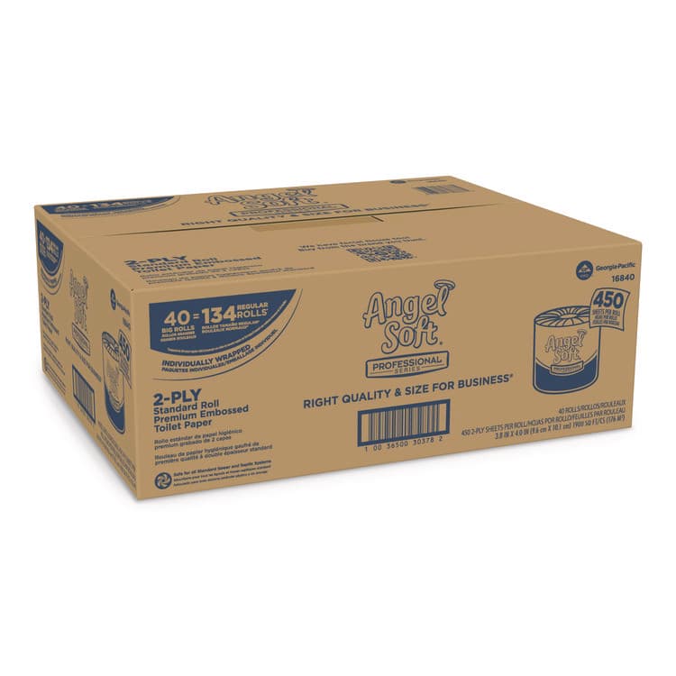 GEORGIA PACIFIC Angel Soft ps Premium Bathroom Tissue, Septic Safe, 2-Ply, White, 450 Sheets/Roll, 4 0 Rolls/Carton (GPC16840)
