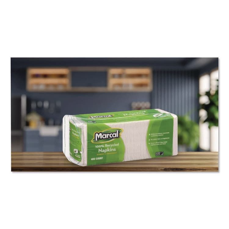 SOUNDVIEW 100% Recycled Luncheon Napkins, 1-Ply, 11.4 x 12.5, White, 400/Pack (MRC6506PK) thumbnail 4