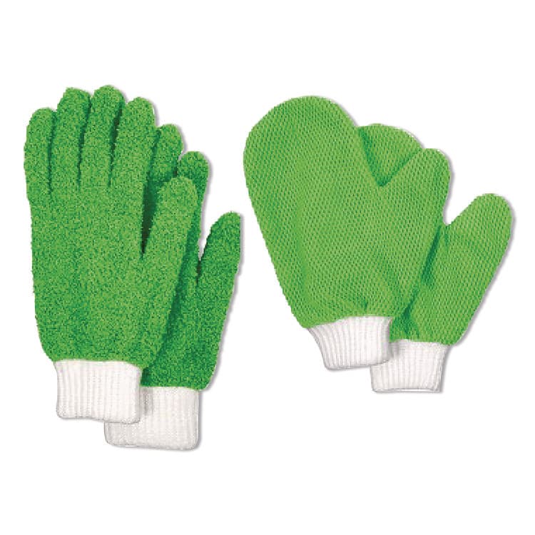 CHAGRINOVATIONS Microfiber Dusting Gloves and Mitts, Green with White Cuffs, 2 Gloves, 2 Mitts (CH7TU05709)