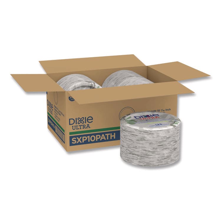 DIXIE FOOD SERVICE Pathways Soak Proof Shield Heavyweight Paper Plates, WiseSize, 10.13" dia, Green/Burgundy, 500/Carton (DXESXP10PATH)