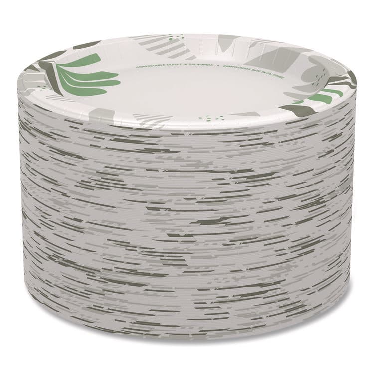 DIXIE FOOD SERVICE Pathways Soak Proof Shield Heavyweight Paper Plates, WiseSize, 10.13" dia, Green/Burgundy, 500/Carton (DXESXP10PATH) thumbnail 2