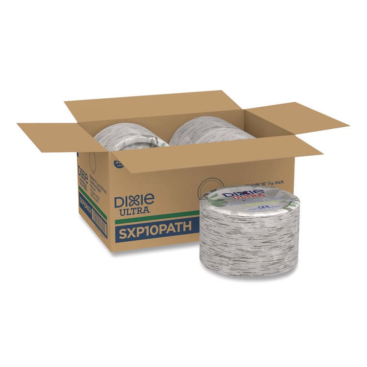 DIXIE FOOD SERVICE Pathways Soak Proof Shield Heavyweight Paper Plates, 10.13" dia, Green/Burgundy, 125/Pack (DXESXP10PATHPK)