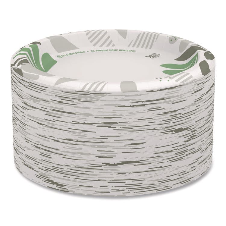 DIXIE FOOD SERVICE Pathways Soak Proof Shield Heavyweight Paper Plates, WiseSize, 8.5" dia, Green/Burgundy, 500/Carton (DXESXP9PATH) thumbnail 3