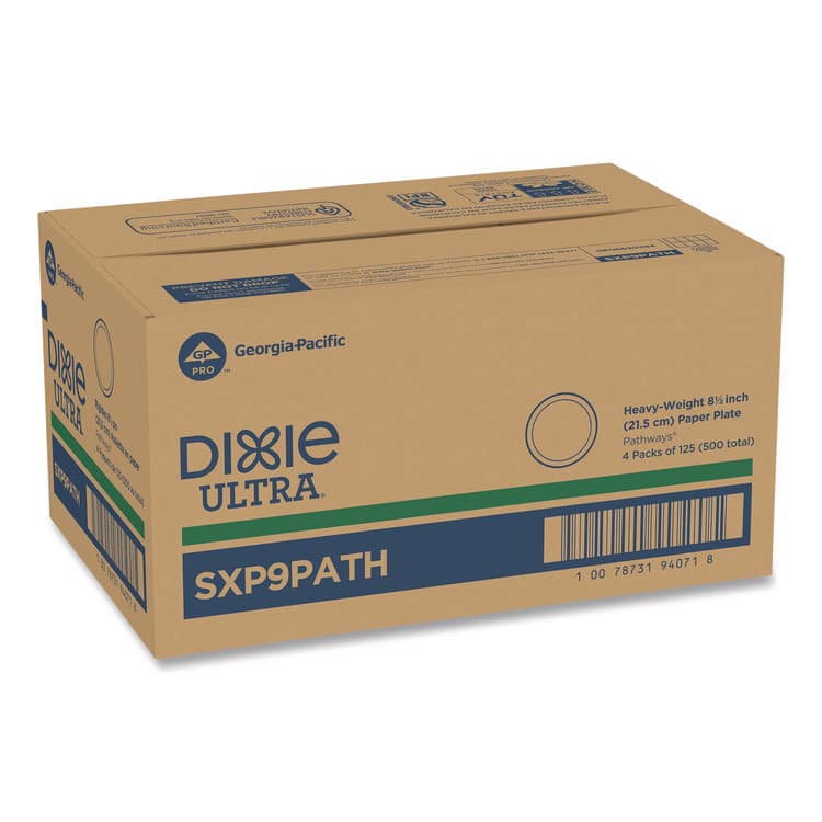 DIXIE FOOD SERVICE Pathways Soak Proof Shield Heavyweight Paper Plates, 8.5" dia, Green/Burgundy, 125/Pack (DXESXP9PATHPK) thumbnail 2
