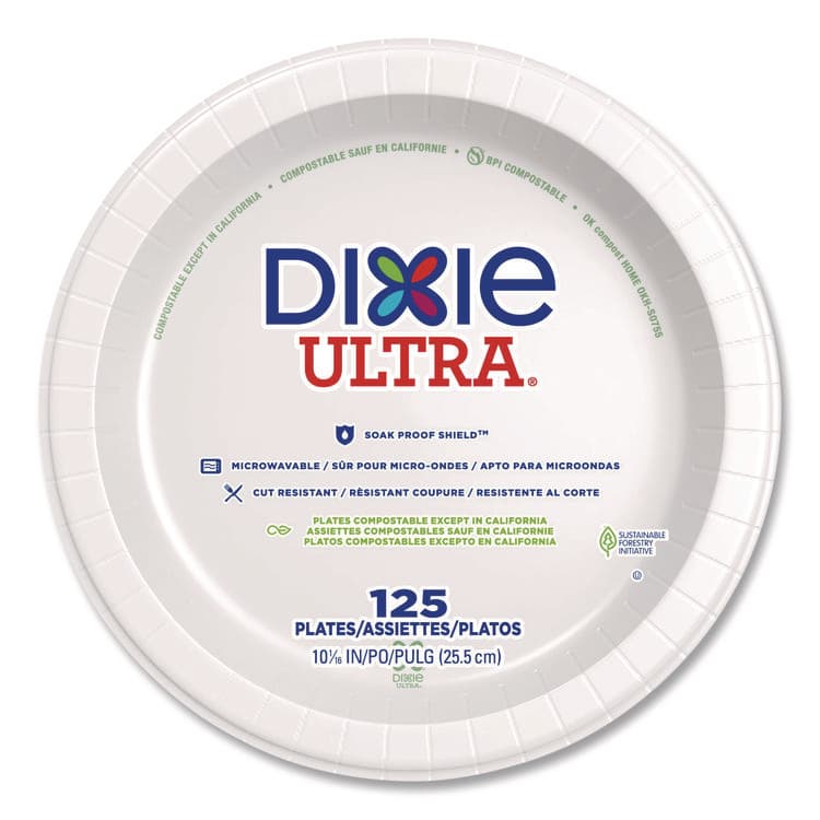 DIXIE FOOD SERVICE Heavy-Weight Paper Plates, 10" dia, White, 125/Pack, 4 Packs/Carton (DXESXP10W) thumbnail 3
