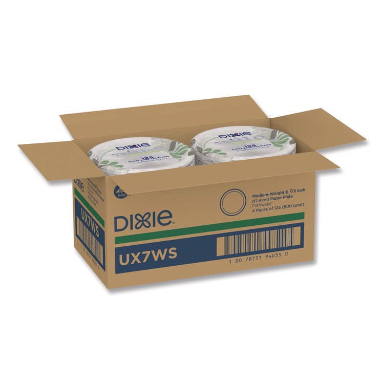 DIXIE FOOD SERVICE Pathways Soak-Proof Shield Mediumweight Paper Plates, WiseSize, 6.87" dia, Green/Burgundy, 500/Carton (DXEUX7WS) thumbnail 3