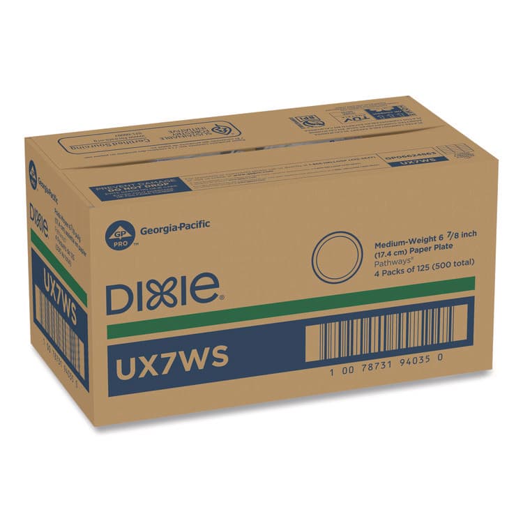DIXIE FOOD SERVICE Pathways Soak-Proof Shield Mediumweight Paper Plates, WiseSize, 6.87" dia, Green/Burgundy, 500/Carton (DXEUX7WS) thumbnail 4