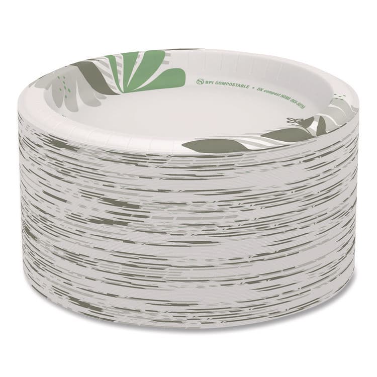 DIXIE FOOD SERVICE Pathways Soak-Proof Shield Mediumweight Paper Plates, 8.5" dia, Green/Burgundy, 125/Pack (DXEUX9PATHPK) thumbnail 2