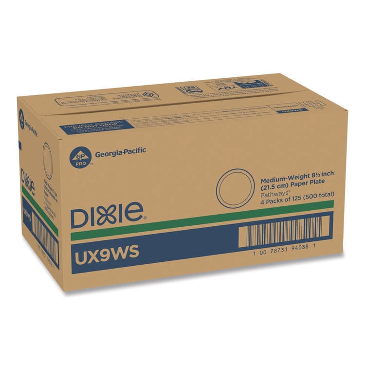 DIXIE FOOD SERVICE Pathways Soak-Proof Shield Mediumweight Paper Plates, WiseSize, 8.5" dia, Green/Burgundy, 125/Pack, 4 Packs/Carton (DXEUX9WS) thumbnail 3