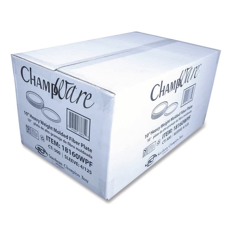 SOUTHERN CHAMPION TRAY ChampWare Molded Fiber Tableware, Molded Fiber Plate, 10" dia, White, 125 Plates/Sleeve, 4 Sleeves/Carton (SCH18160WPF) thumbnail 2