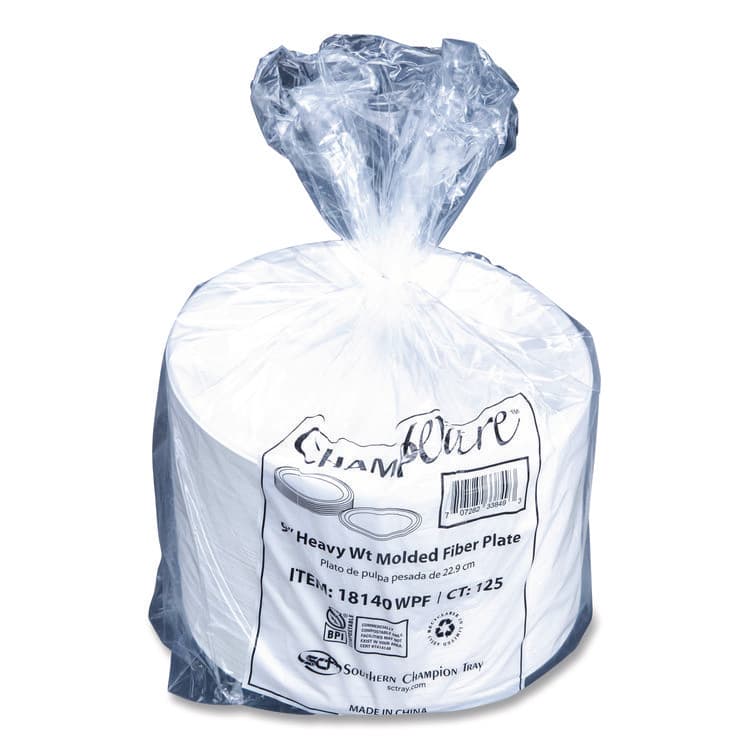 SOUTHERN CHAMPION TRAY ChampWare Molded Fiber Tableware, Molded Fiber Plate, 9" dia, White, 125 Plates/Sleeve, 4 Sleeves/Carton (SCH18140WPF) thumbnail 2