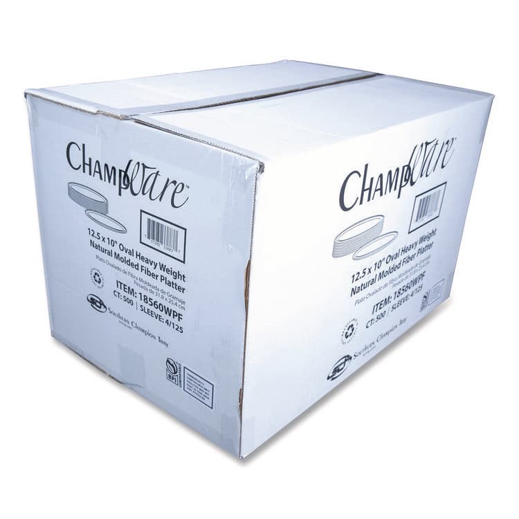 SOUTHERN CHAMPION TRAY ChampWare Molded Fiber Tableware, Molded Fiber Platter, 12.5" dia, White, 125 Plates/Sleeve, 4 Sleeves/Carton (SCH18560WPF) thumbnail 2