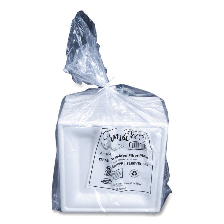 SOUTHERN CHAMPION TRAY ChampWare Molded Fiber Tableware, Square Molded Fiber Plate, 8" x 8", White, 125 Plates/Sleeve, 4 Sleeves/Carton (SCH18630WPF) thumbnail 4