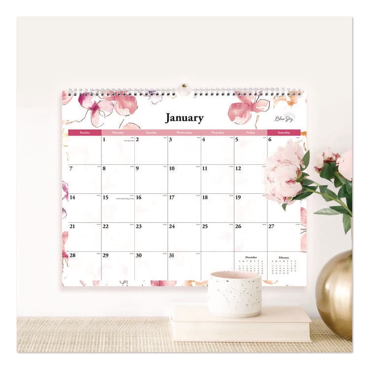 BLUE SKY Lindley Monthly Wall Calendar, Floral Artwork, 15 x 12, White/Pink/Red Sheets, 12-Month (Jan to Dec): 2026 (BLS117888) thumbnail 3