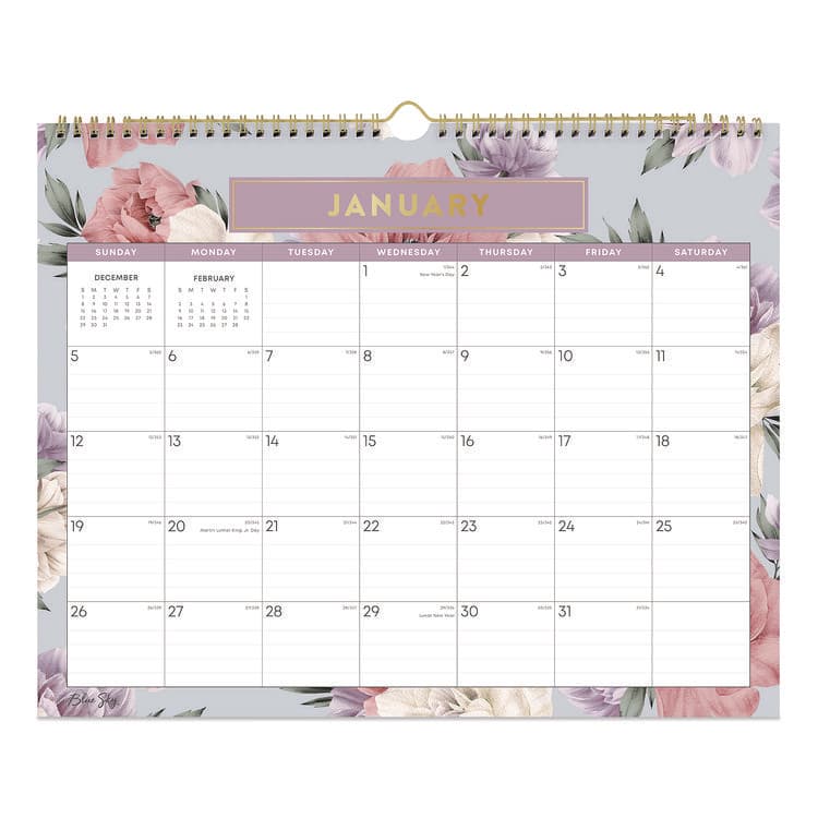 BLUE SKY Tula Monthly Wall Calendar, Floral Artwork, 15 x 12, White/Multicolor Sheets, 12-Month (Jan to Dec): 2026 (BLS144076)