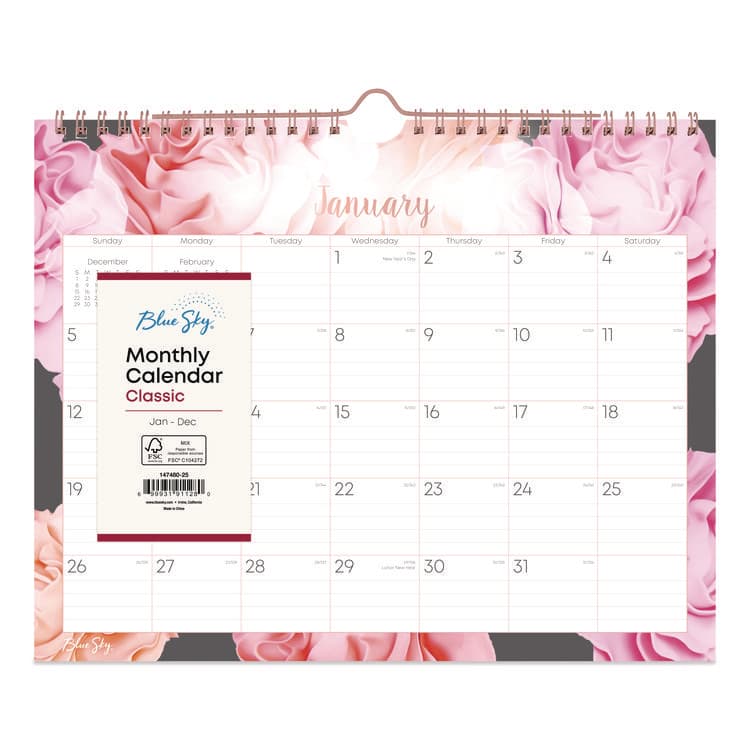 BLUE SKY Joselyn Monthly Wall Calendar, Floral Artwork, 11 x 8.75, White/Multicolor Sheets, 12-Month (Jan to Dec): 2026 (BLS147480) thumbnail 2