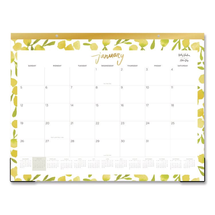 BLUE SKY Mimosa Monthly Desk Pad Calendar, 22 x 17, Lemon Artwork, White/Yellow/Green Sheets, 12-Month (Jan to Dec): 2026 (BLS149063)