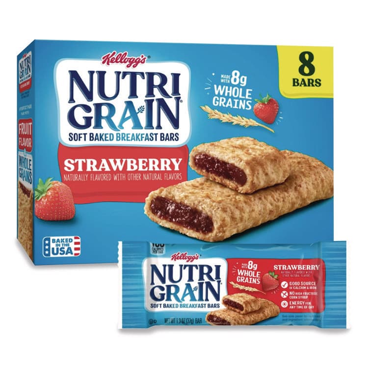 KELLOGG'S Nutri-Grain Soft Baked Breakfast Bars, Strawberry, 1.3 oz, 8/Box (KEB35902)