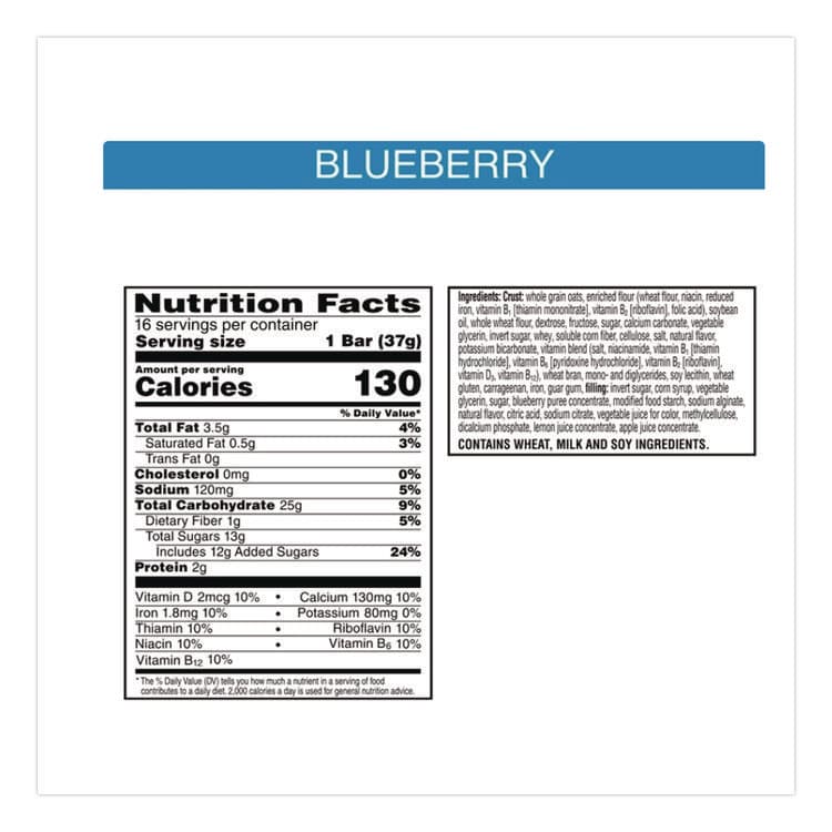 KELLOGG'S Nutri-Grain Soft Baked Breakfast Bars, Blueberry, Indv Wrapped 1.3 oz Bar, 16/Box (KEB35745) thumbnail 2